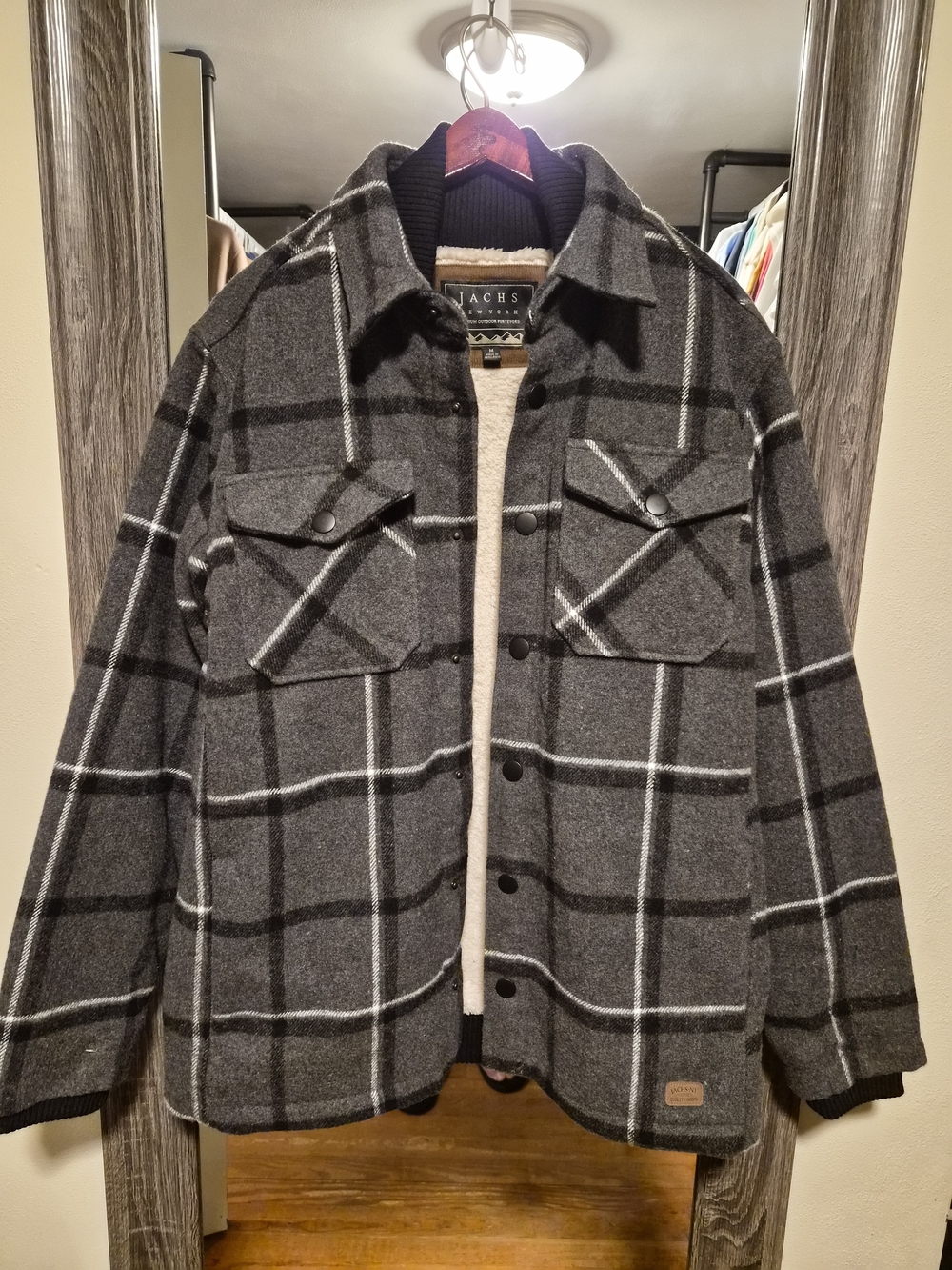 Jachs Men's Gray Plaid Button-Up Wool Jacket